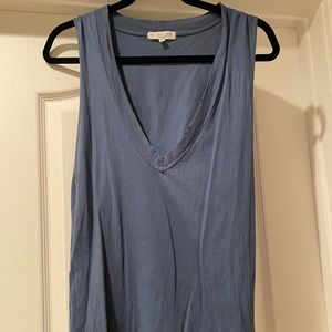 Blue deep v tank top
